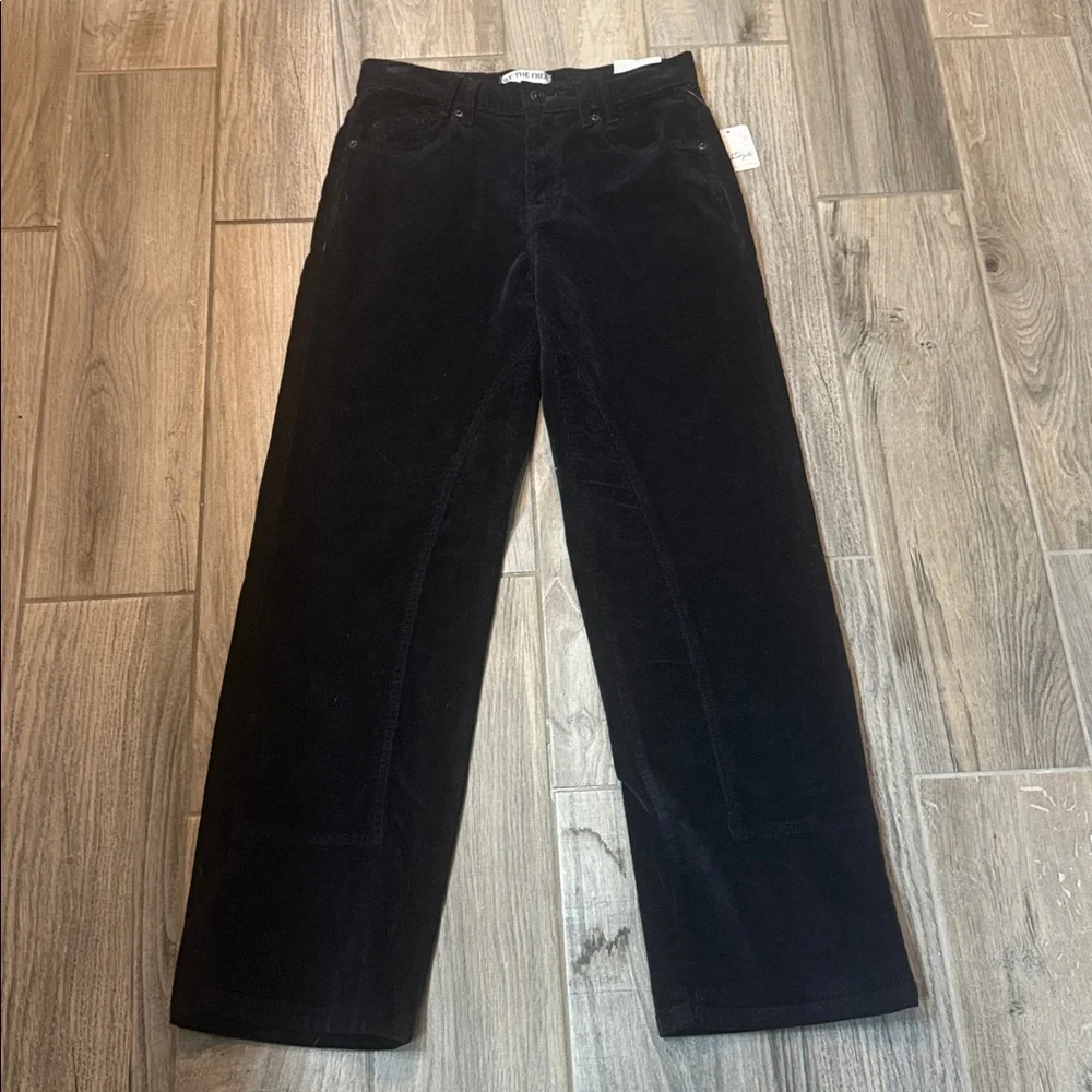 Free People Risk Taker Corduroy Straight black Size 26‎ Women's Pants NWT